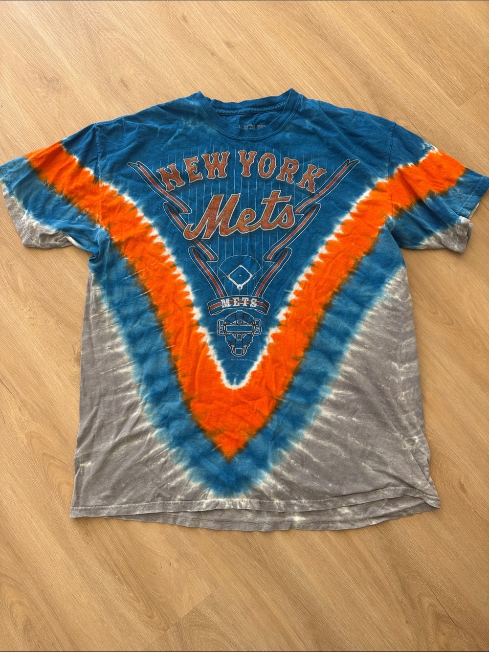 Liquid Blue New York Mets Tie-Dye V-Neck Tee - Blue/Orange/Gray